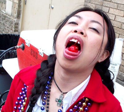 Lark enjoys a jello shot.