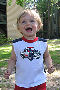 John, playing outside and happy about it.
